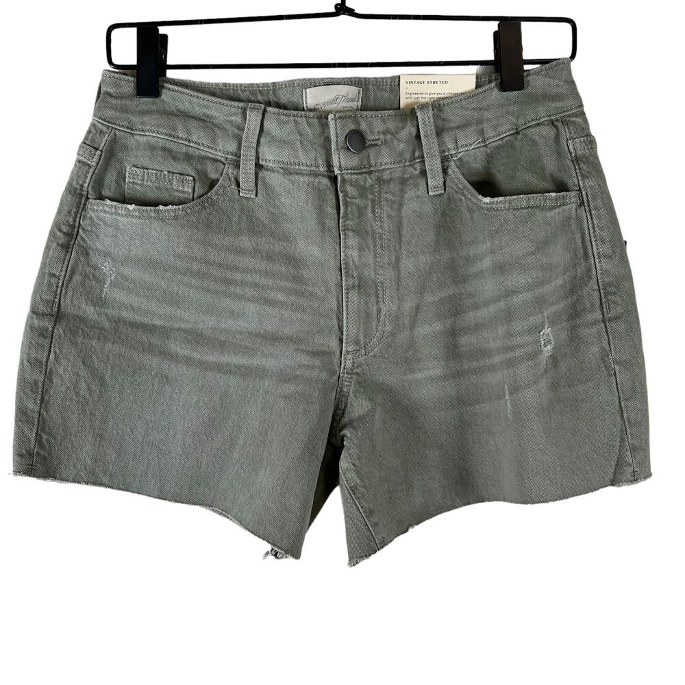 NEW Universal Treads Womens Vintage Midi Muted Army Green Cut Off Shorts 4/27